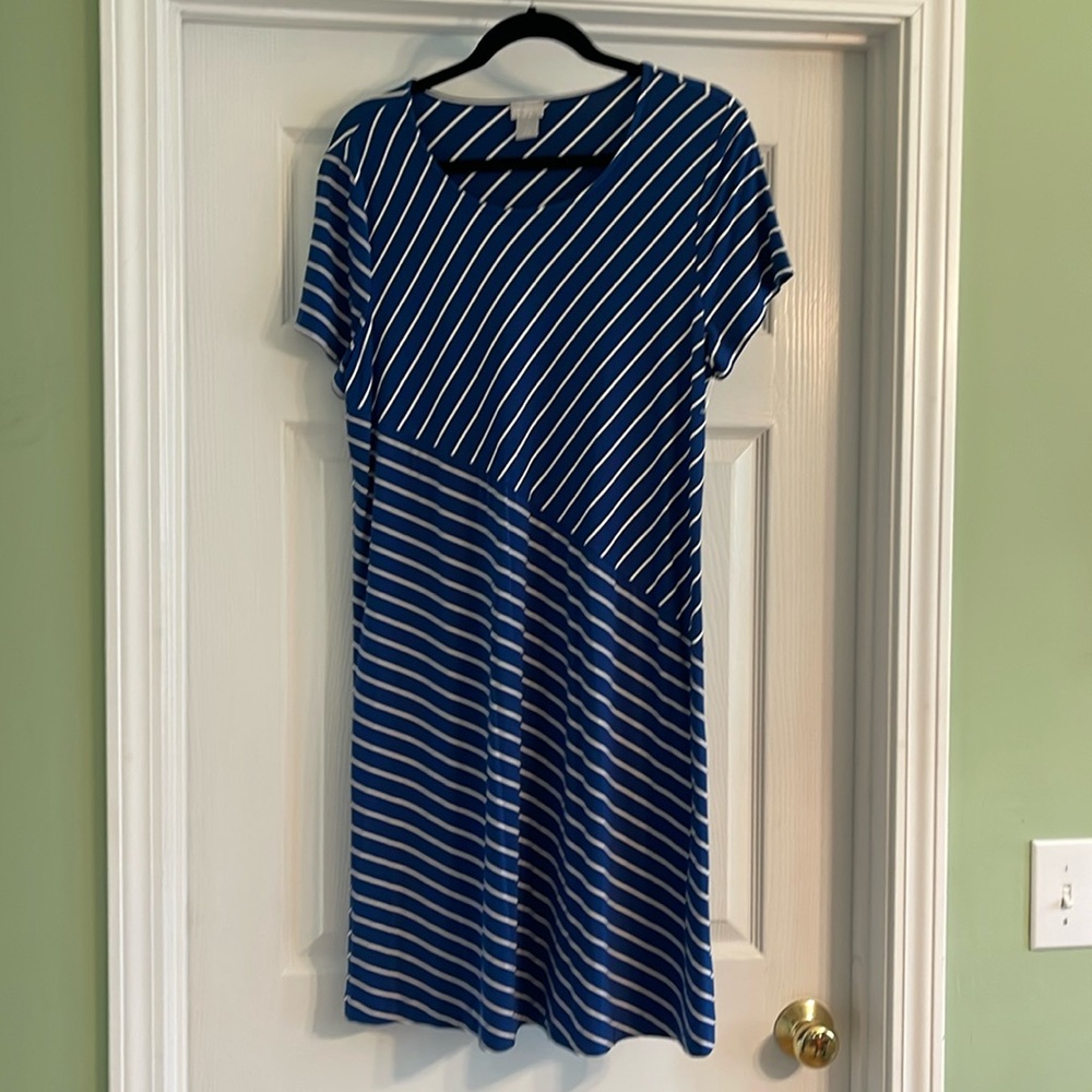 Chico’s Spliced Stripe A Line dress-size 2 (12)